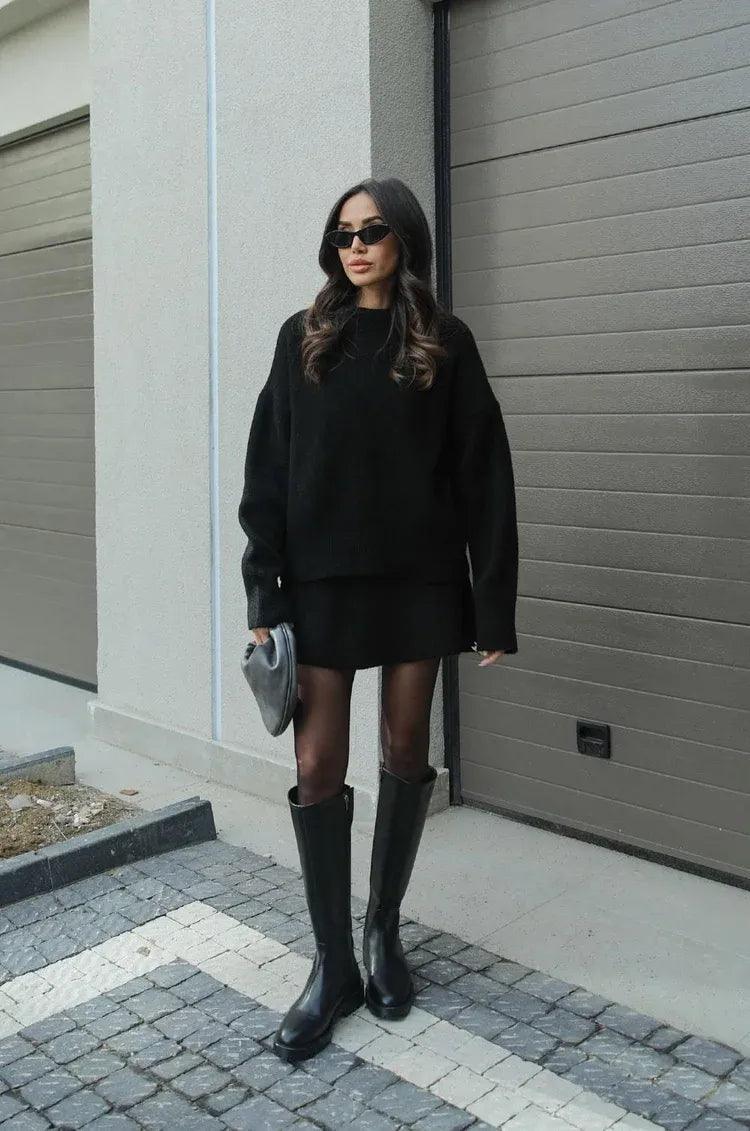 Nathalie - Ensemble d'automne tricoté chaud