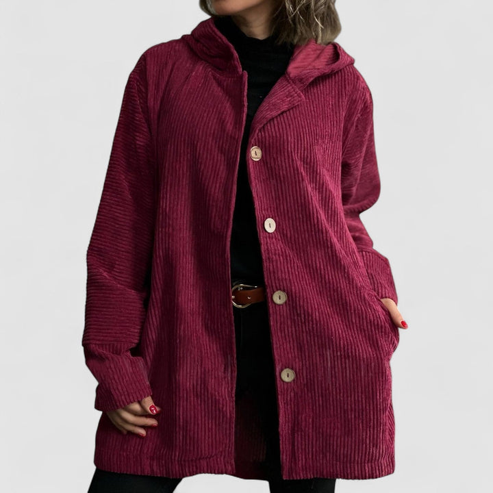 Amélie - Cozy Bordeaux Corduroy Coat