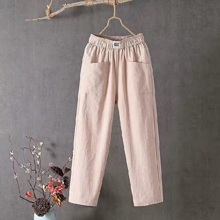 Celena - Casual Linen Blend Trousers