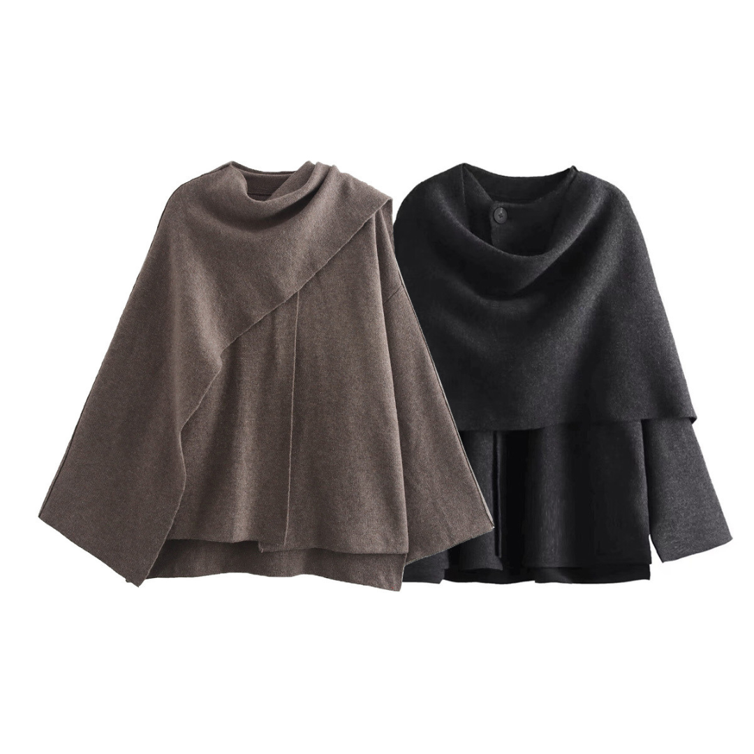 Manteau Cape Élégant et Stylé pour Femmes avec Manches Amples