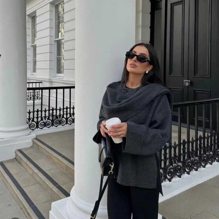 Manteau Cape Élégant et Stylé pour Femmes avec Manches Amples