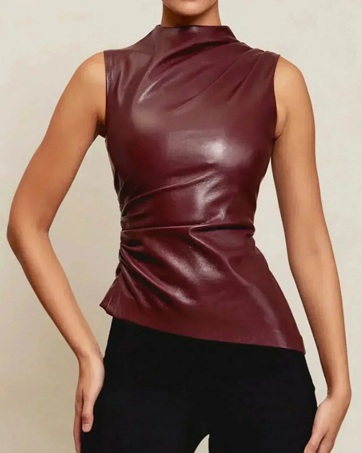 Arietta – Bas asymétrique Haut en simili cuir