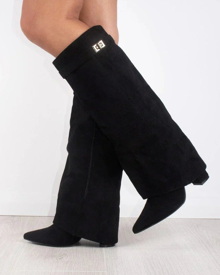 Noir Luxe - Bottes Vegans Hautes en Suède