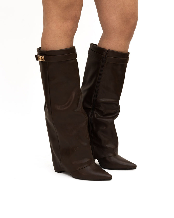 Châtaigne - Bottes Vegan Montantes Glansiga