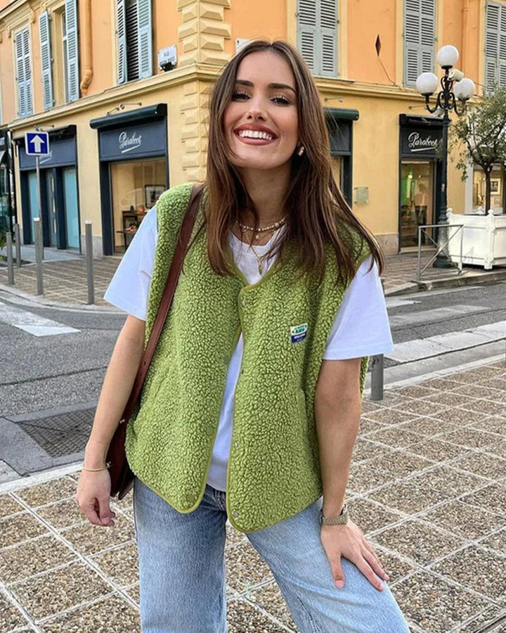 Ovelia | Gilet en Laine Tendance pour Femmes avec Boutons