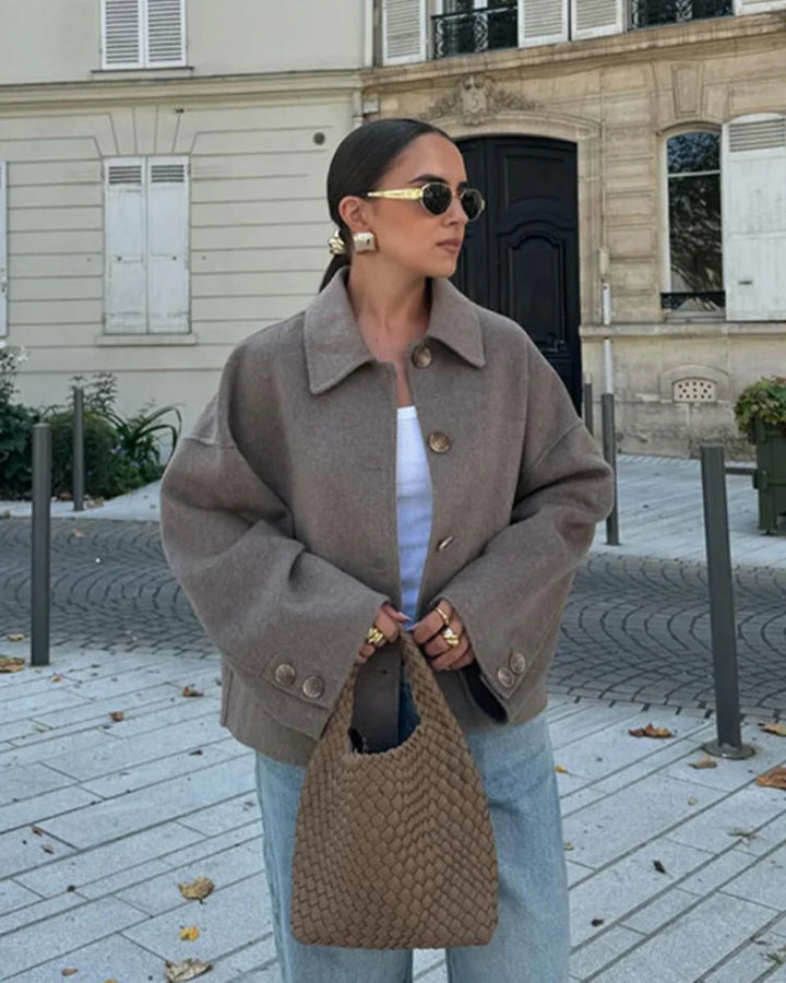 Hélené | Veste Oversized Femme en Mélange de Laine – Classique & Chaud