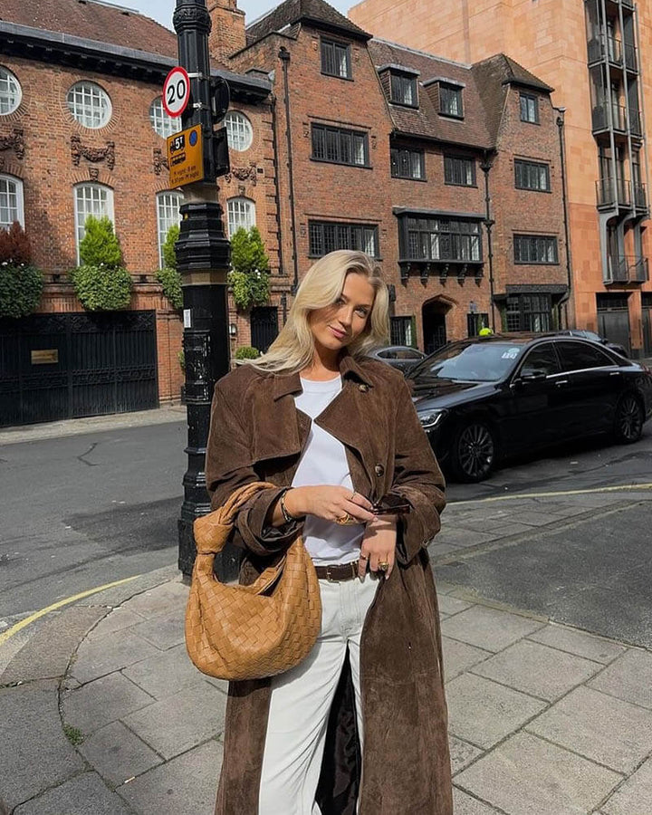 Manteau Trench Long en Suède pour Femmes - Sophie