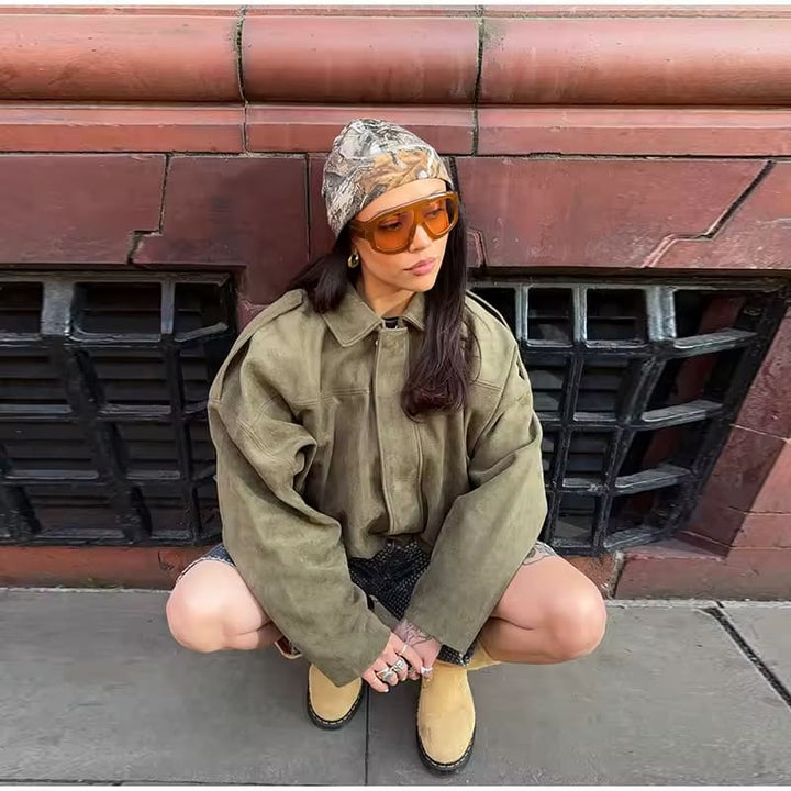 Fabiane | Veste Oversize en Suède pour Femmes – Chaude & Élégante