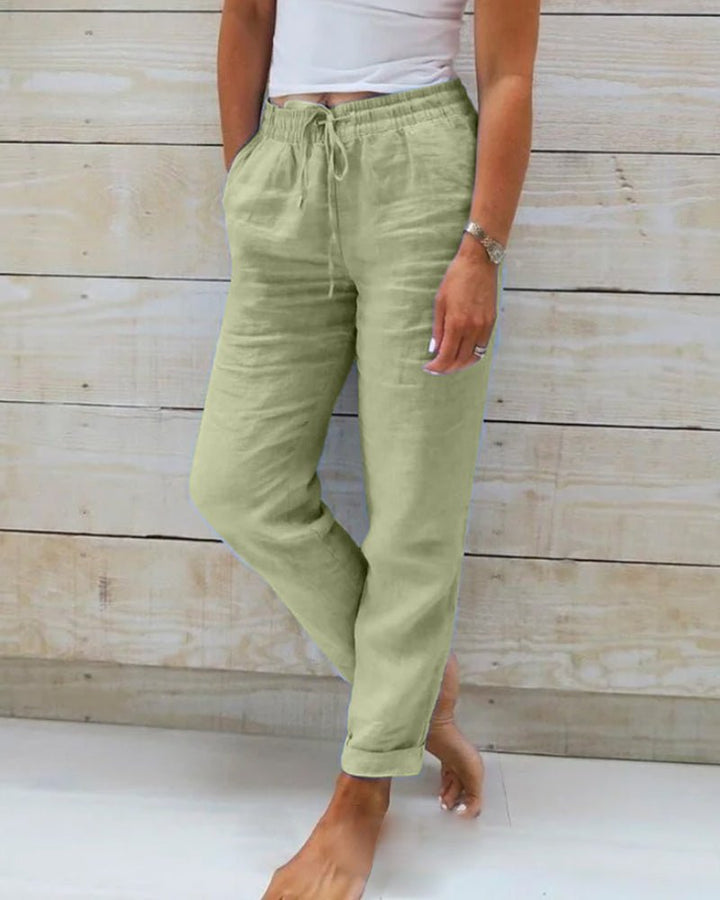 Monica - Luxurious Cotton-Linen Trousers